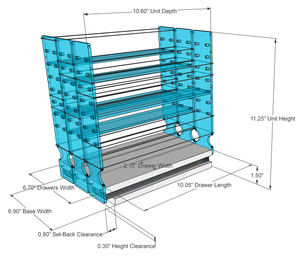 Three 2.1 Wide Drawers - Adjustable Upper Tiers
