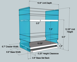 6.7” Wide Drawer w/2 Tiers spaced 7.0”