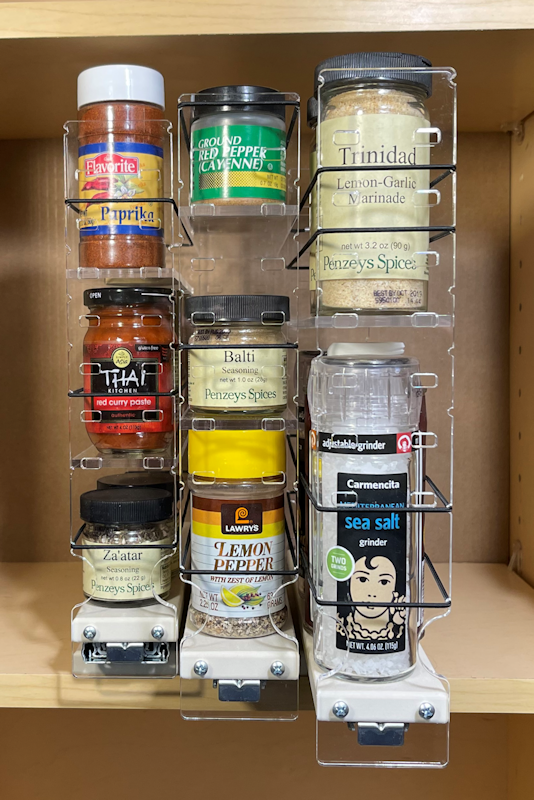 Tiers adjust easily to match a variety of container sizes.