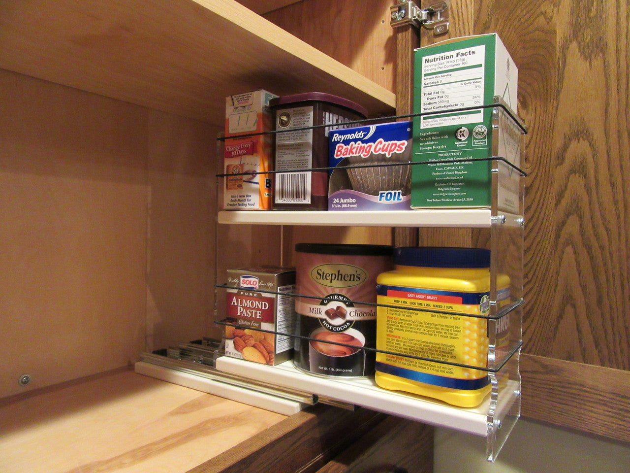 Spice Rack 4 x 2 x 11, Cream - Drawer Partially Extended